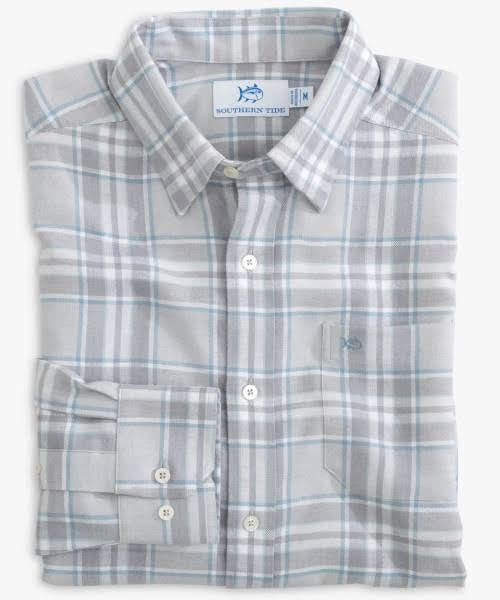 Southern Tide Beach Flannel Reddick Plaid Heather Sportshirt 10306