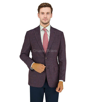 Enzo Wool Sports Coat Cranberry Cross Weave E88023-1