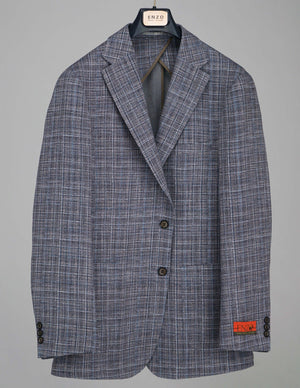 Enzo Blended Wool Soft Jacket Sport Coat -  Gray Windowpane E96002-1