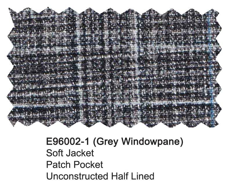 Enzo Blended Wool Soft Jacket Sport Coat -  Gray Windowpane E96002-1