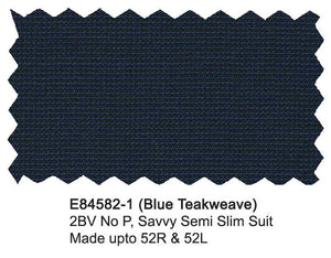 Enzo 150 2 Piece Wool Suit - Savvy Slim Suit - Blue Teakweave 84582-1