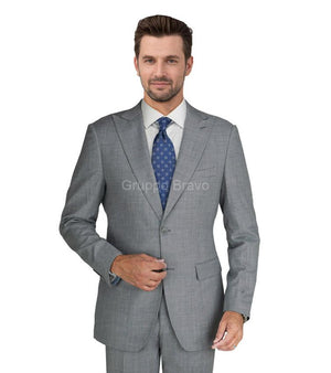 Mantoni Super 140 Wool Suit- Peak Lapel - Light Gray 46306-2