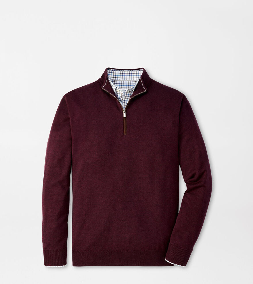 Peter Millar Autumn Crest Suede Trim 1/4 Zip Sweater - MF24S03